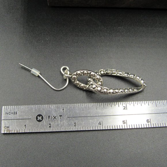 Silver Tone Interlocking Pattern Dangle Earrings - Picture 5 of 6